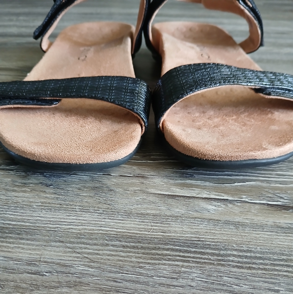 Vionic Farra II Strappy Sling Back Velcro Adjustable Flat Sandal Black Ladies 10 - Picture 6 of 9